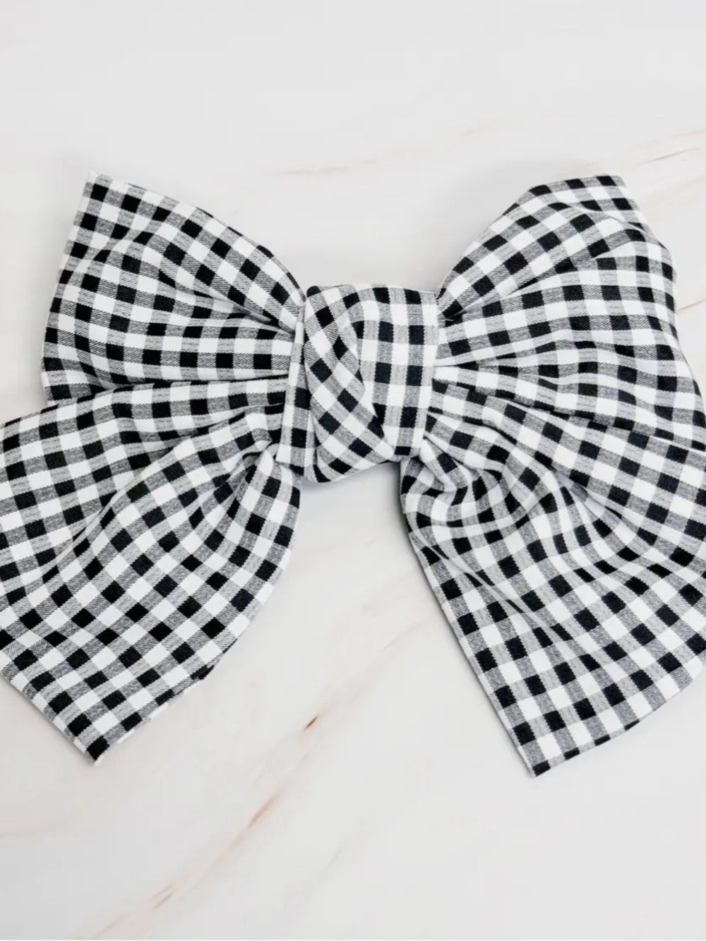 Black & White Gingham Hair Bow - Picture 2 of 2
